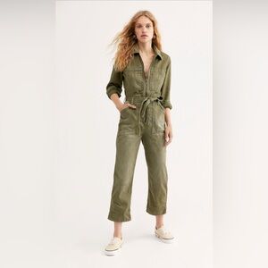 Free People Olive Green Utility Jumpsuit